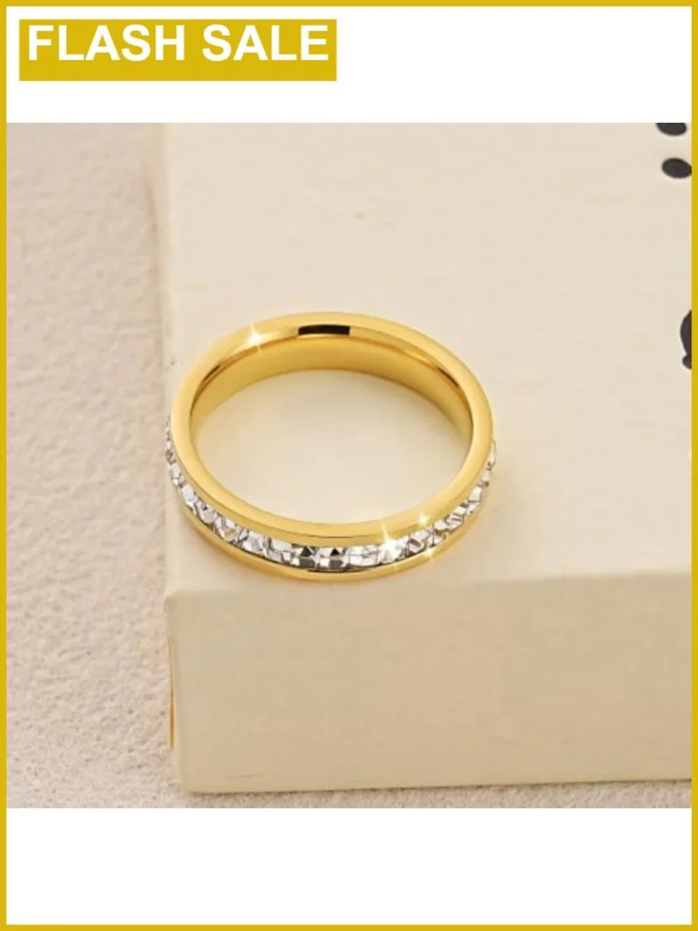 14K Gold Plated Stainless Steel UV Reactive Eternity Ring Cubic Zirconia